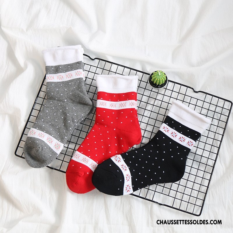 Chaussettes Mi Hautes Homme Dame Noël L'automne Le Nouveau Matelassé Femme Noir