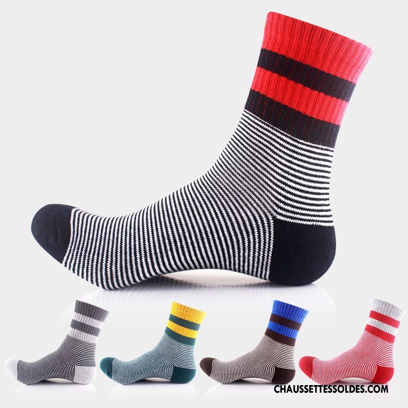 Chaussettes Mi Hautes Homme De Plein Air Mouvement Escalade Basket Rayé Noir