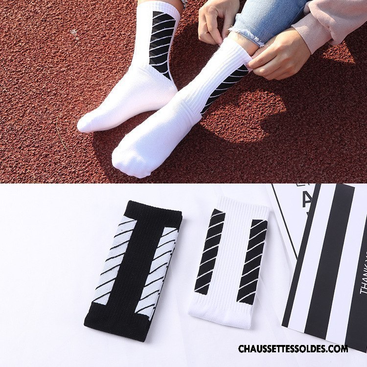 Chaussettes Mi Hautes Homme Europe Hiver Renforcé Longue Marque De Tendance 100% Coton Blanc