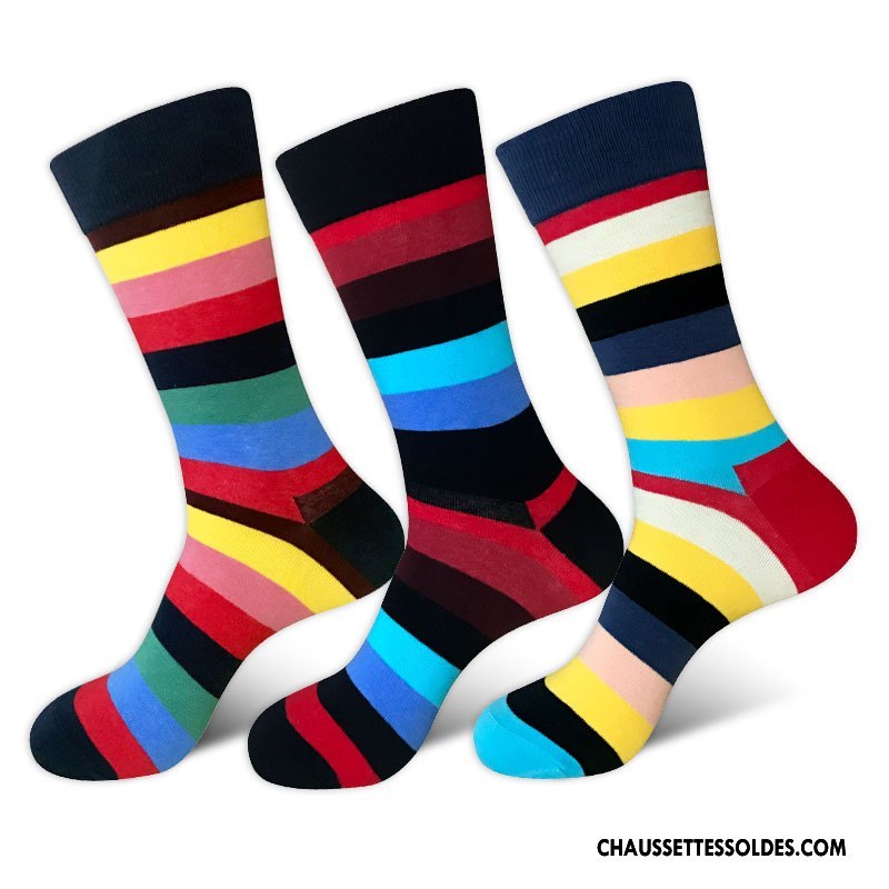 Chaussettes Mi Hautes Homme Europe Personnalité Chaussettes En Coton Grande Taille Long Stock Coloré