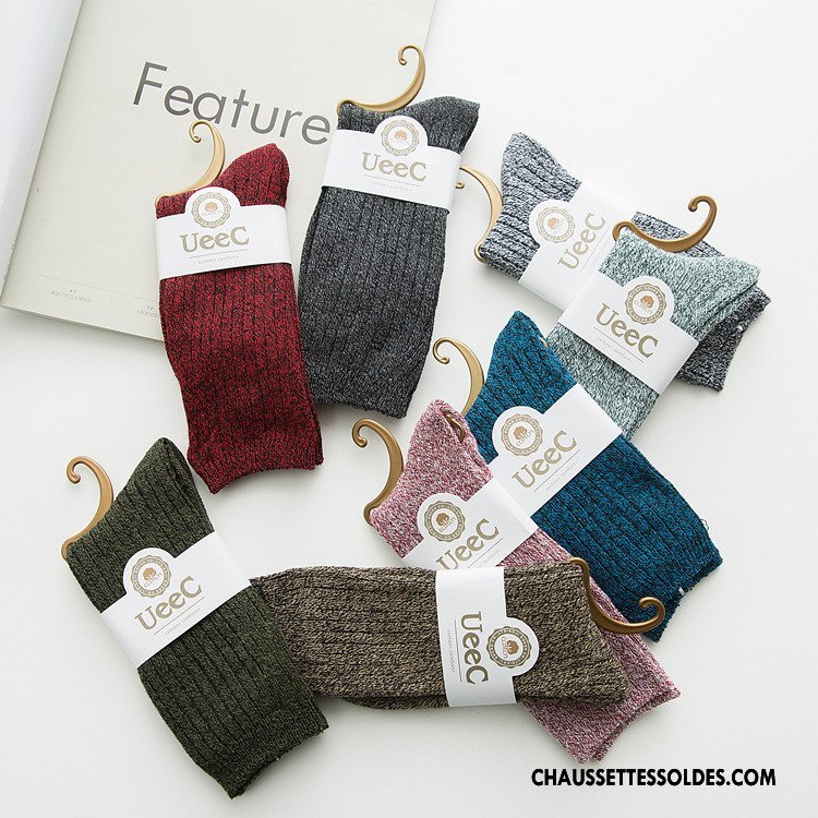 Chaussettes Mi Hautes Homme Femme Le Nouveau Milieu Lovers Hiver L'automne Bordeaux