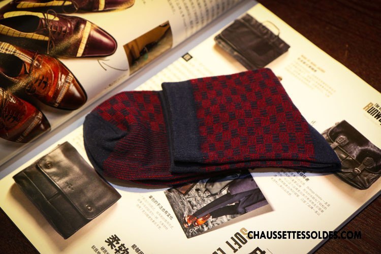 Chaussettes Mi Hautes Homme Gentilhomme Hiver De Travail Le Nouveau Milieu L'automne Bordeaux