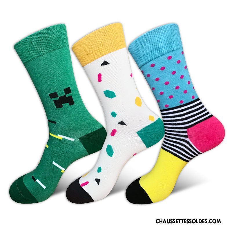 Chaussettes Mi Hautes Homme Gentilhomme Milieu Art Tendance Matelassé Coloré