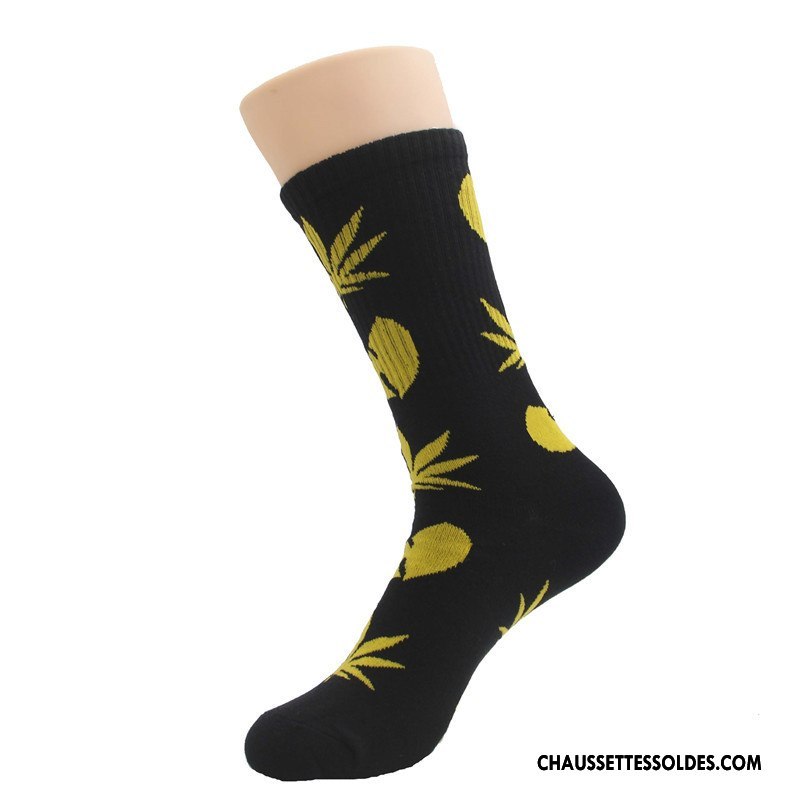 Chaussettes Mi Hautes Homme Général Marque De Tendance Femme Longue Coton Bio Pentacle Noir