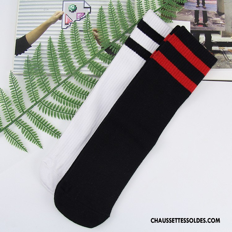 Chaussettes Mi Hautes Homme Général Marque De Tendance Milieu Femme 100% Coton Chaussettes En Coton Blanc