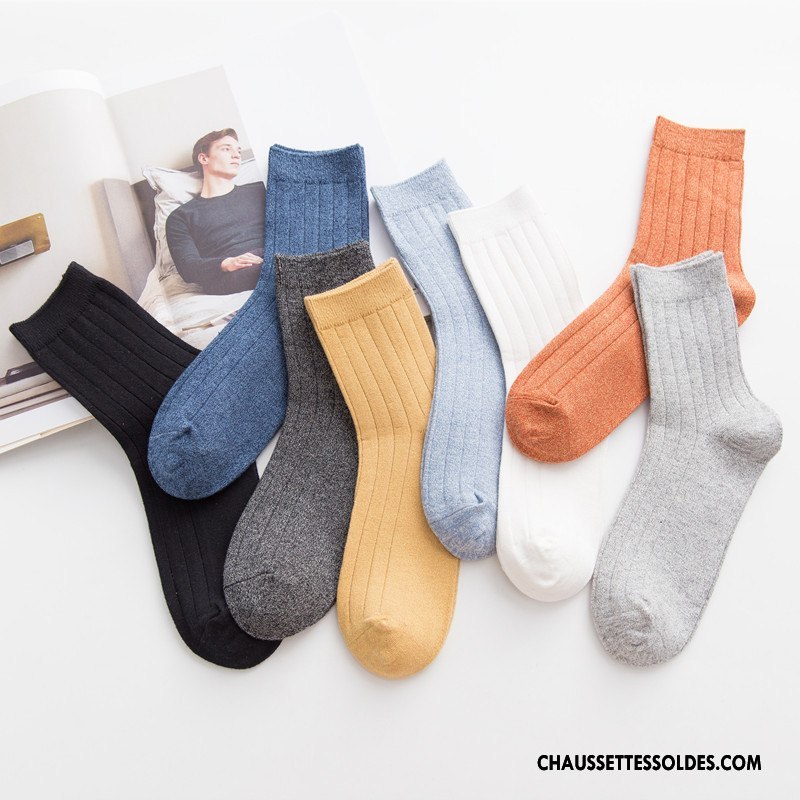 Chaussettes Mi Hautes Homme Hiver L'automne Milieu Tous Les Assortis Nouvelles Arrivées 100% Coton Pure Gris