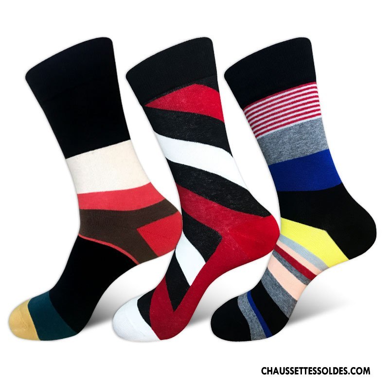 Chaussettes Mi Hautes Homme Hiver Matelassé Personnalité Art Créatif Tendance Noir