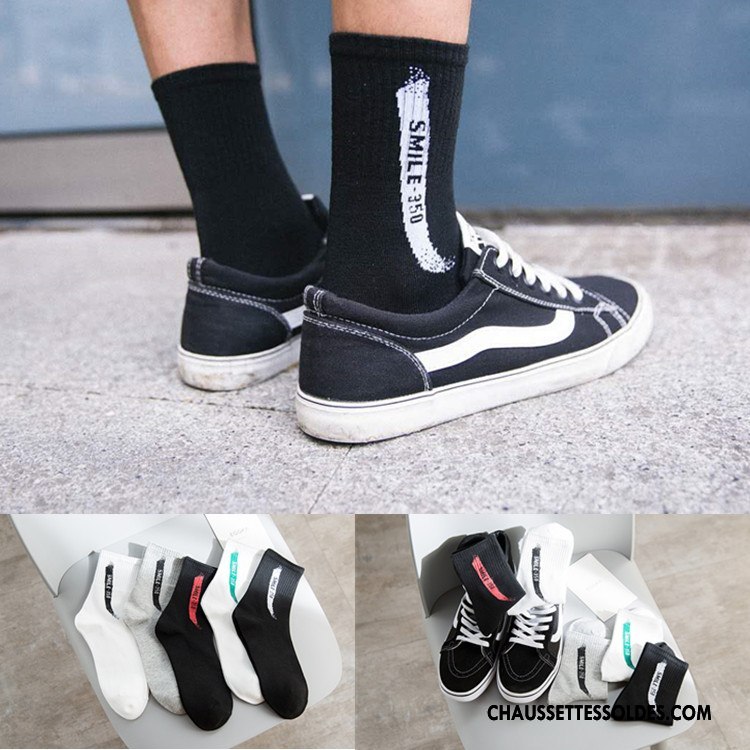 Chaussettes Mi Hautes Homme Hiver Mouvement Nouveau Chaussettes En Coton Absorber La Sueur L'automne Noir