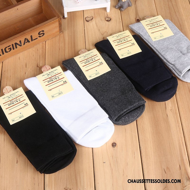 Chaussettes Mi Hautes Homme Imprimé Printemps L'automne Milieu Chaussettes En Coton Coton Bio Pure Blanc Noir