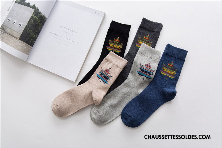 Chaussettes Mi Hautes Homme Kaki Absorber La Sueur Gros Milieu Nouvelles Arrivées Casual