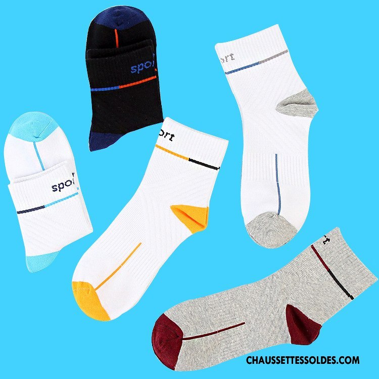 Chaussettes Mi Hautes Homme L'automne Chaussettes En Coton Hairball Mouvement Milieu Métier Blanc