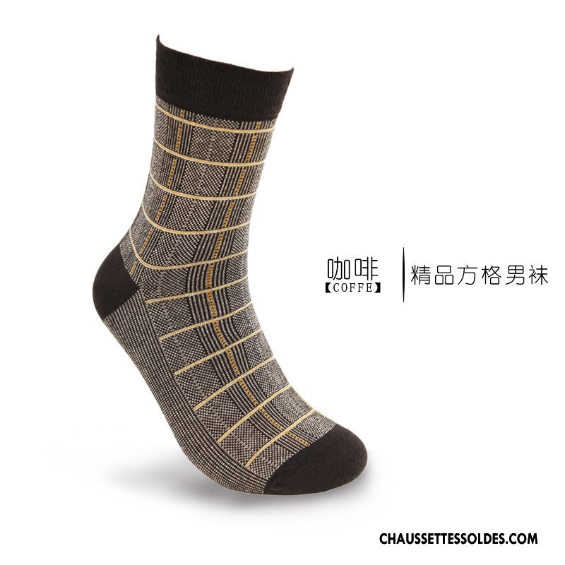 Chaussettes Mi Hautes Homme L'automne Hiver Chaussettes En Coton Coton Bio 100% Coton Milieu Marron Pure