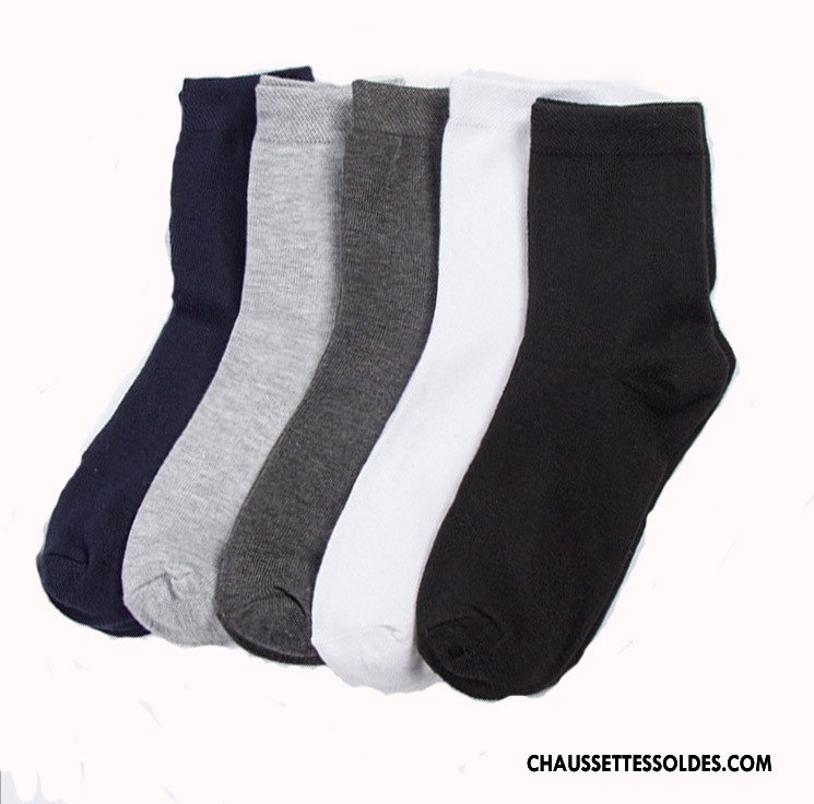 Chaussettes Mi Hautes Homme L'automne Hiver Coton Bio Milieu De Travail Mouvement Pure Noir