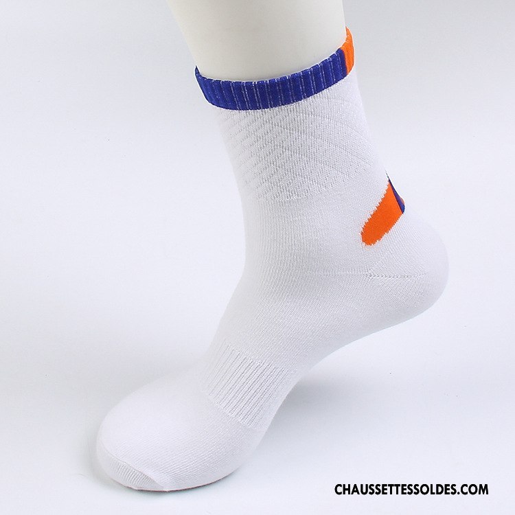 Chaussettes Mi Hautes Homme L'automne Mouvement Métier Chaussettes En Coton Milieu Basket Blanc