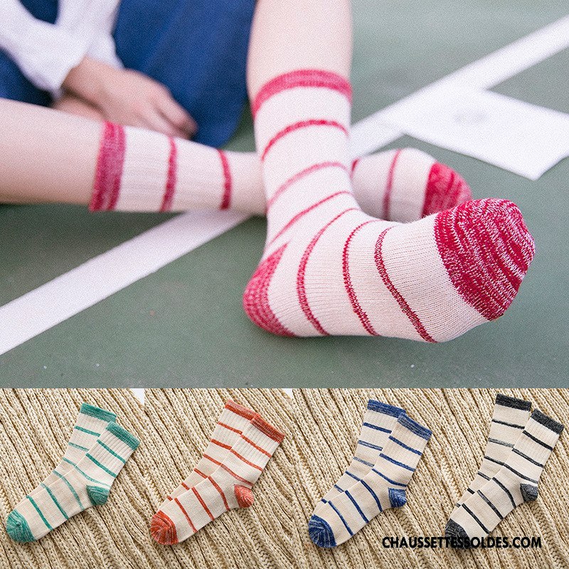 Chaussettes Mi Hautes Homme L'automne Rayé Milieu Lovers Femme Le Nouveau