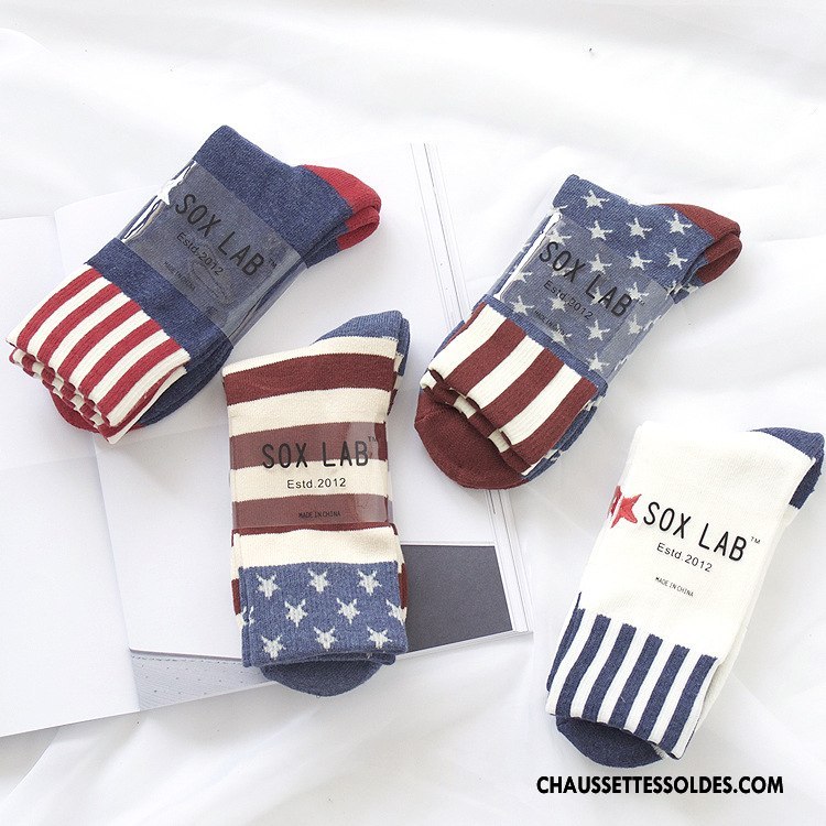 Chaussettes Mi Hautes Homme L'automne Rayé Renforcé Milieu Coton Bio Serviette Bordeaux