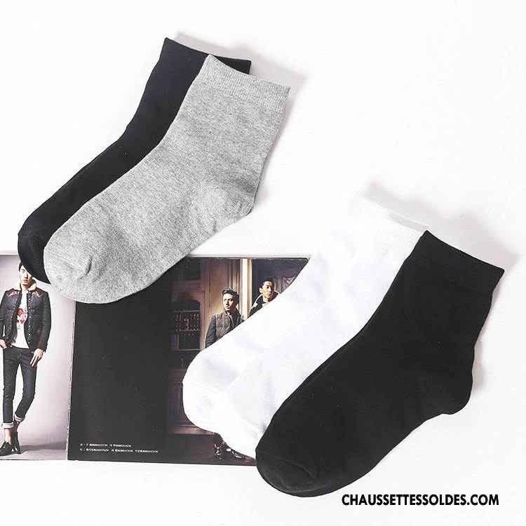 Chaussettes Mi Hautes Homme L'automne Style Chaud Basket Casual Milieu Blanc Argent
