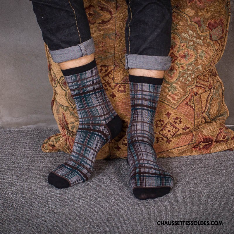 Chaussettes Mi Hautes Homme L'automne Tendance 100% Coton Nation Milieu Rétro Marron / Brun