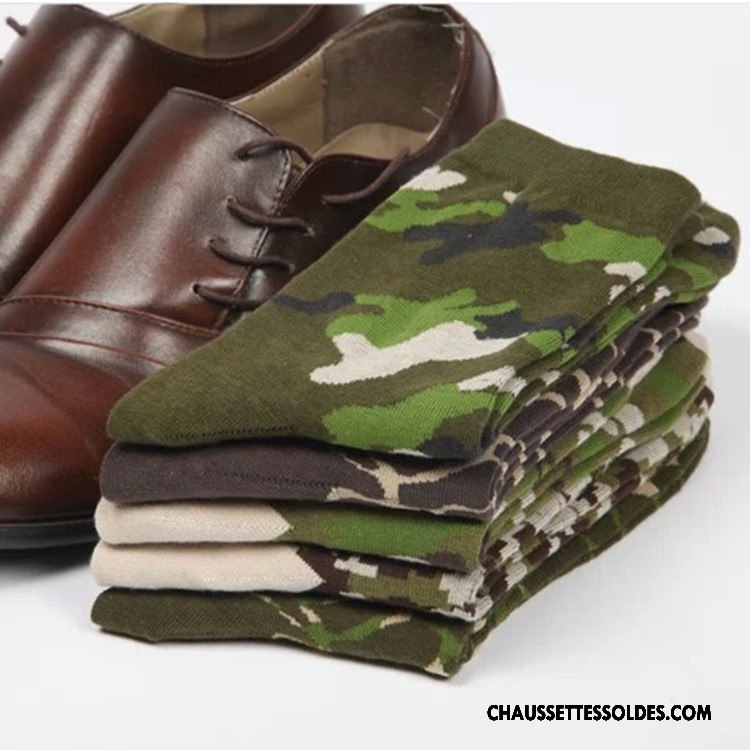 Chaussettes Mi Hautes Homme Le Nouveau Anti-odeur Hiver Coton Bio Milieu Camouflage Couleurs Mixtes Bleu Vert
