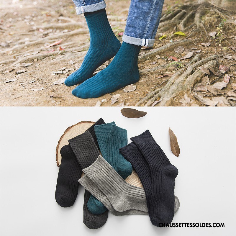 Chaussettes Mi Hautes Homme Le Nouveau Chaussettes En Coton Bleu