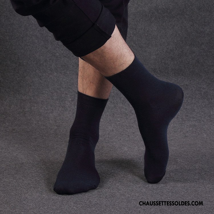 Chaussettes Mi Hautes Homme Le Nouveau Milieu L'automne Hiver Respirant Pure Noir