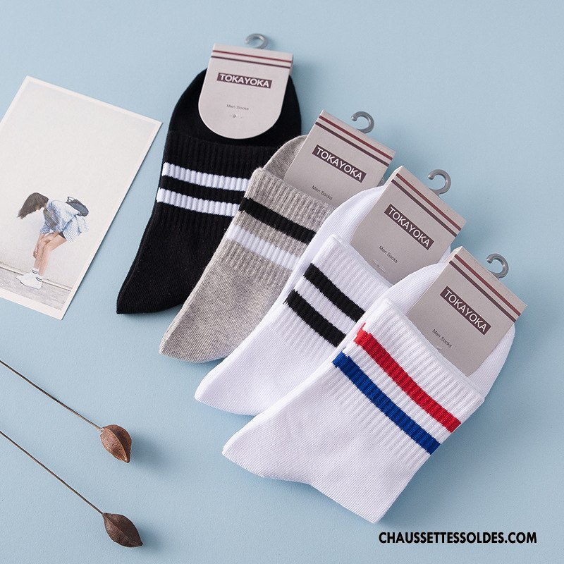 Chaussettes Mi Hautes Homme Livraison Gratuite Coton Bio Milieu Mouvement Vent D'université Matelassé Blanc
