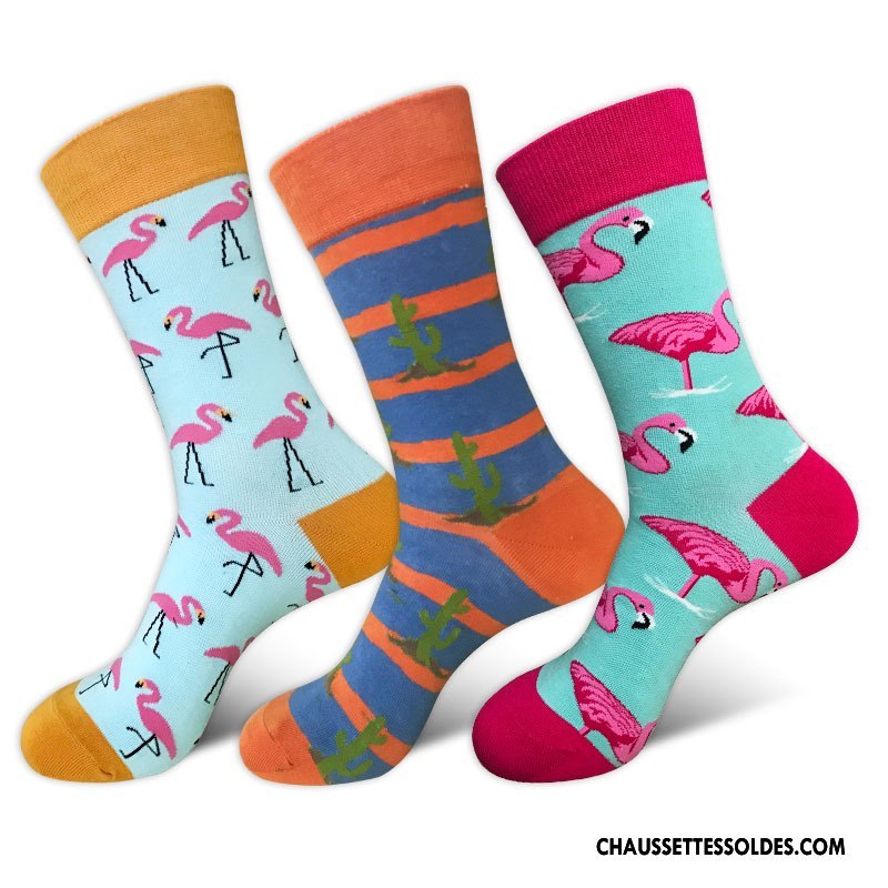 Chaussettes Mi Hautes Homme Lovers Long Stock Personnalité Britanique Dessin Animé 100% Coton Couleur De Contraste Bleu