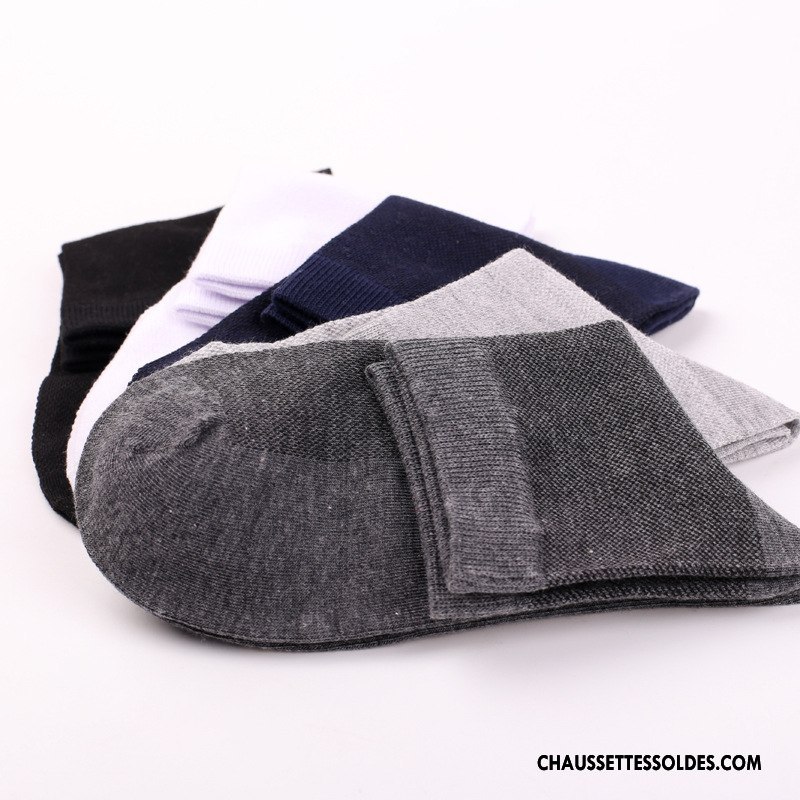 Chaussettes Mi Hautes Homme Légère Chaussettes En Coton Engrener Été Milieu Coton Bio Pure Gris