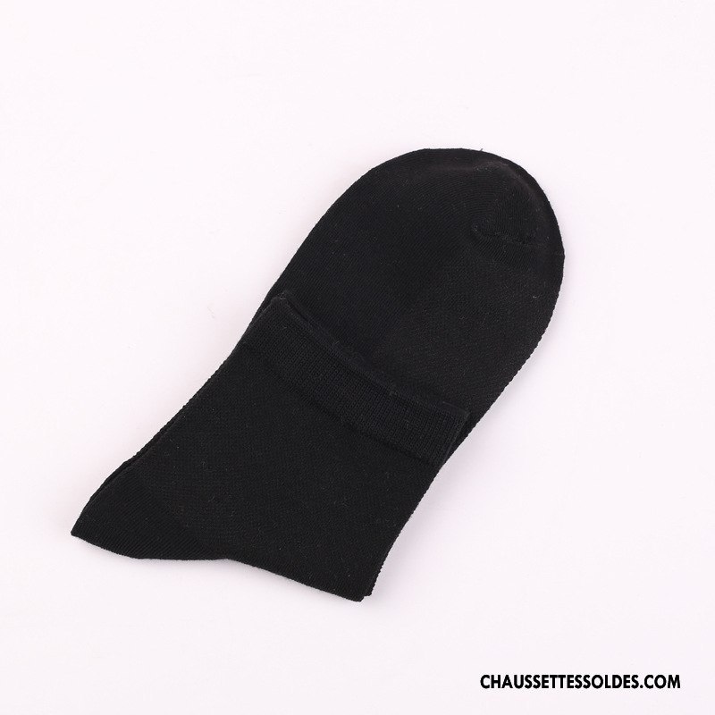 Chaussettes Mi Hautes Homme Légère Été Chaussettes En Coton Coton Bio Engrener Milieu Pure Noir