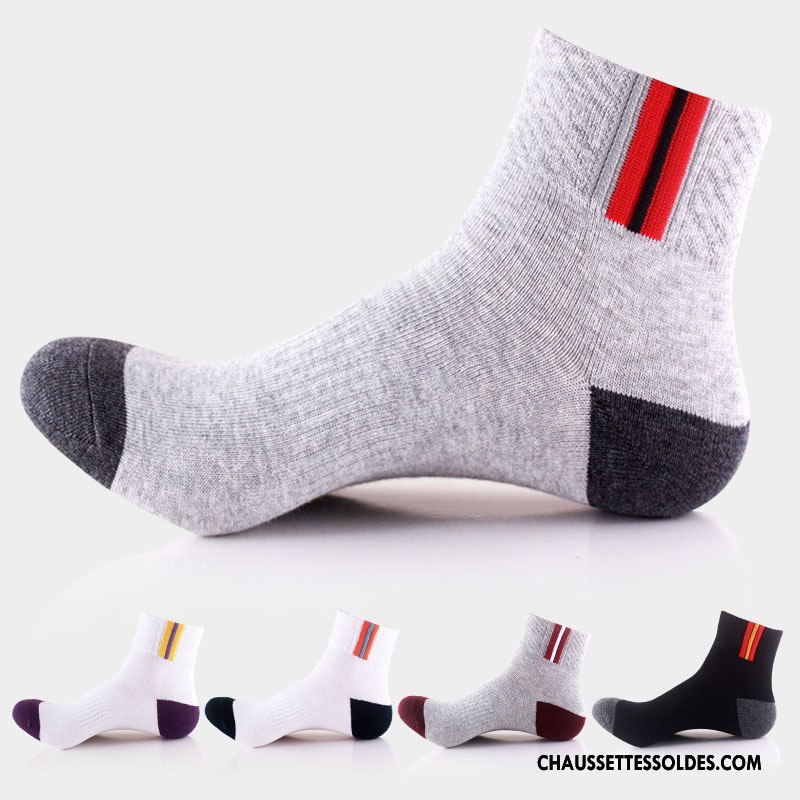 Chaussettes Mi Hautes Homme Matelassé Basket Printemps Le Nouveau Été Tendance Gris