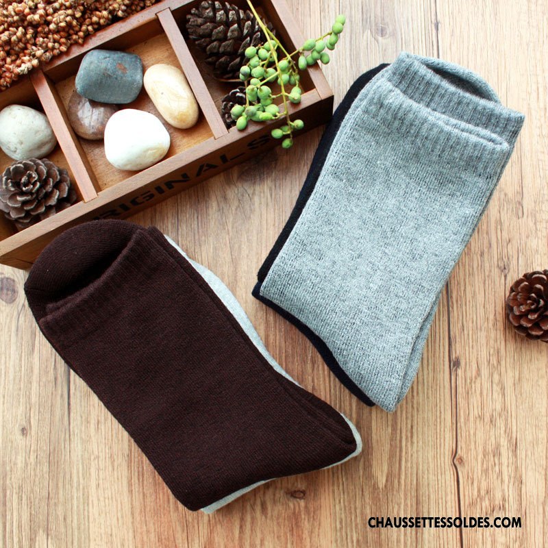 Chaussettes Mi Hautes Homme Matelassé Le Nouveau Hiver Serviette De Travail Renforcé Bordeaux