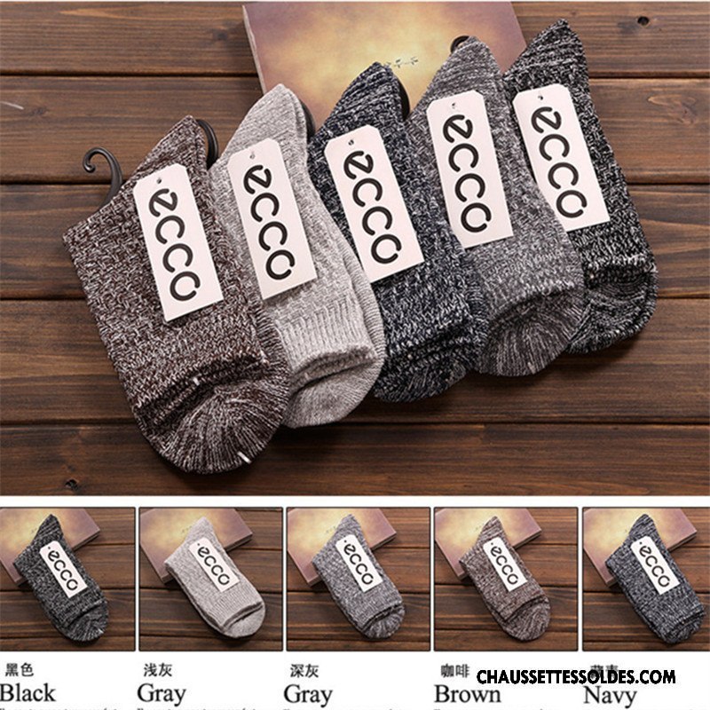 Chaussettes Mi Hautes Homme Matelassé Rétro 100% Coton Milieu Style National Coton Bio Noir