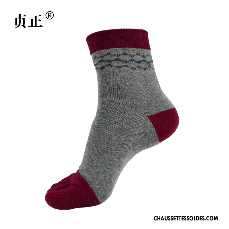 Chaussettes Mi Hautes Homme Matelassé Été De Travail Bambou Cinq Doigts Printemps Bordeaux