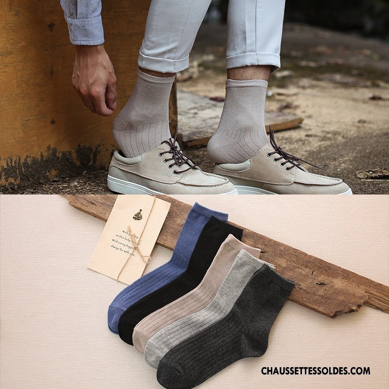 Chaussettes Mi Hautes Homme Milieu 100% Coton Hiver Le Nouveau L'automne Pure Gris