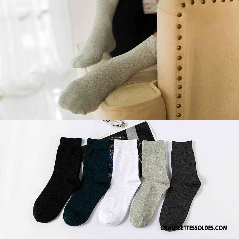 Chaussettes Mi Hautes Homme Milieu Anti-odeur De Travail Le Nouveau 100% Coton L'automne Pure Gris