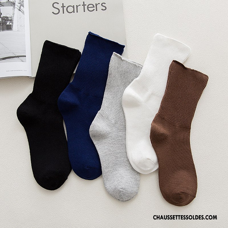 Chaussettes Mi Hautes Homme Milieu Bouche Libre Chaussettes En Coton Pure Noir