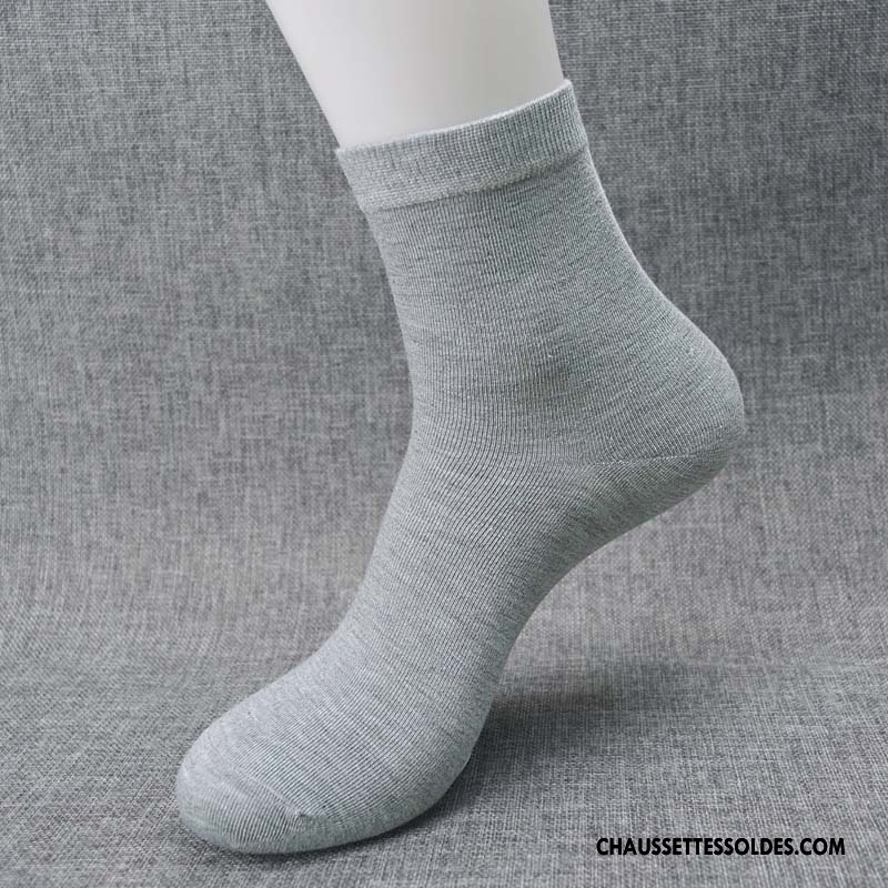 Chaussettes Mi Hautes Homme Milieu Chaussette Basse Coupée Chaussette Longue Été Chaussette Courte Coton Bio Noir Gris