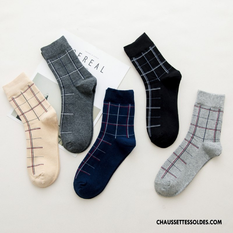 Chaussettes Mi Hautes Homme Milieu Chaussette Courte Coton Bio Le Nouveau L'automne 100% Coton Bleu