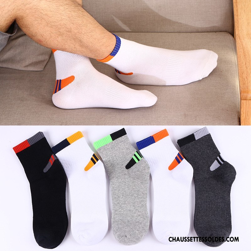 Chaussettes Mi Hautes Homme Milieu Coton Bio Mode Basket Anti-odeur Nouvelles Arrivées Blanc