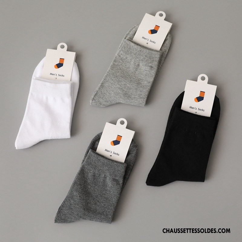 Chaussettes Mi Hautes Homme Milieu De Travail 100% Coton Classique L'automne Printemps Gris