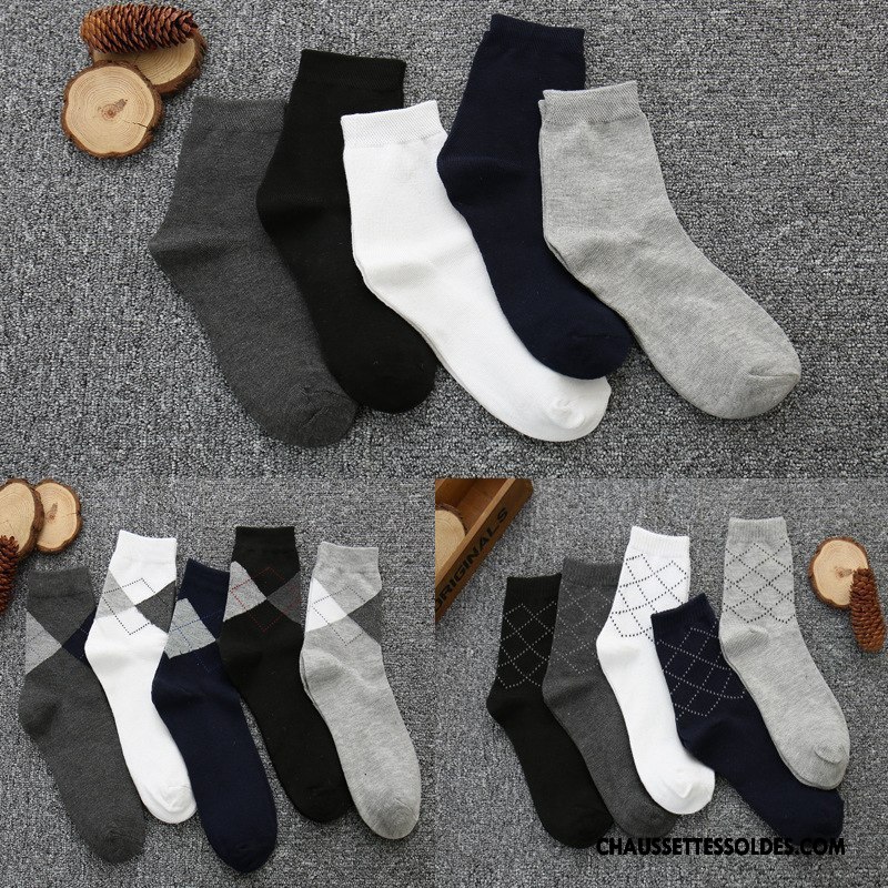 Chaussettes Mi Hautes Homme Milieu De Travail Chaussettes En Coton L'automne Pure Bleu