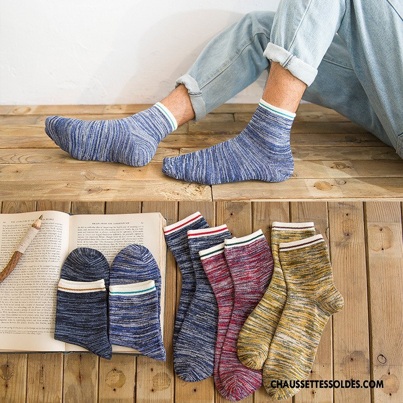 Chaussettes Mi Hautes Homme Milieu Gros Chaussettes En Coton Le Nouveau L'automne Hiver Bleu