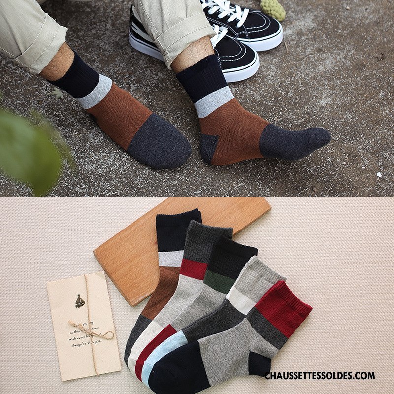 Chaussettes Mi Hautes Homme Milieu Hiver L'automne Abstrait 100% Coton Gros Marron / Brun