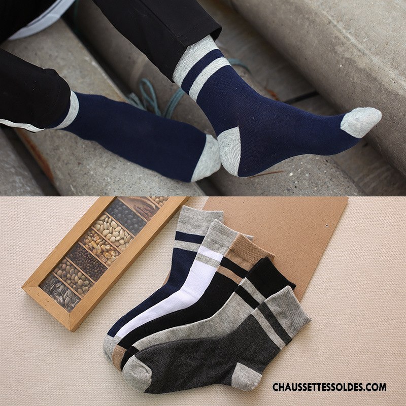 Chaussettes Mi Hautes Homme Milieu Longue Hiver Chaussettes En Coton Casual Le Nouveau Couleurs Mixtes Bleu