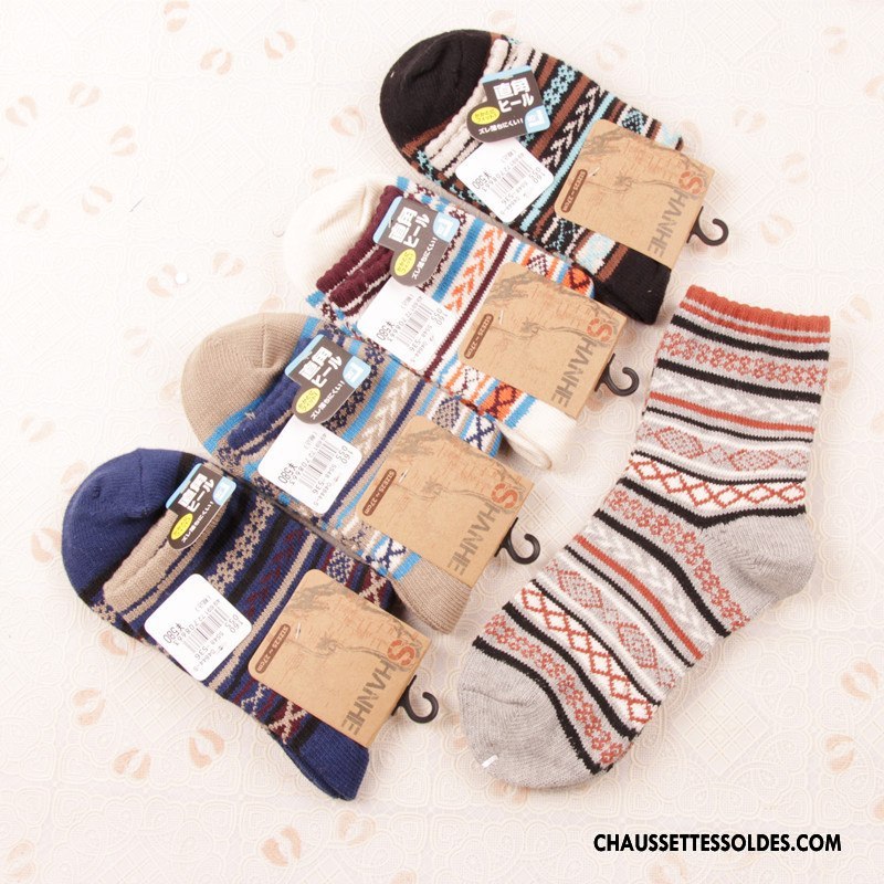 Chaussettes Mi Hautes Homme Milieu Longue Rétro Style National Ultra Tendance Gris
