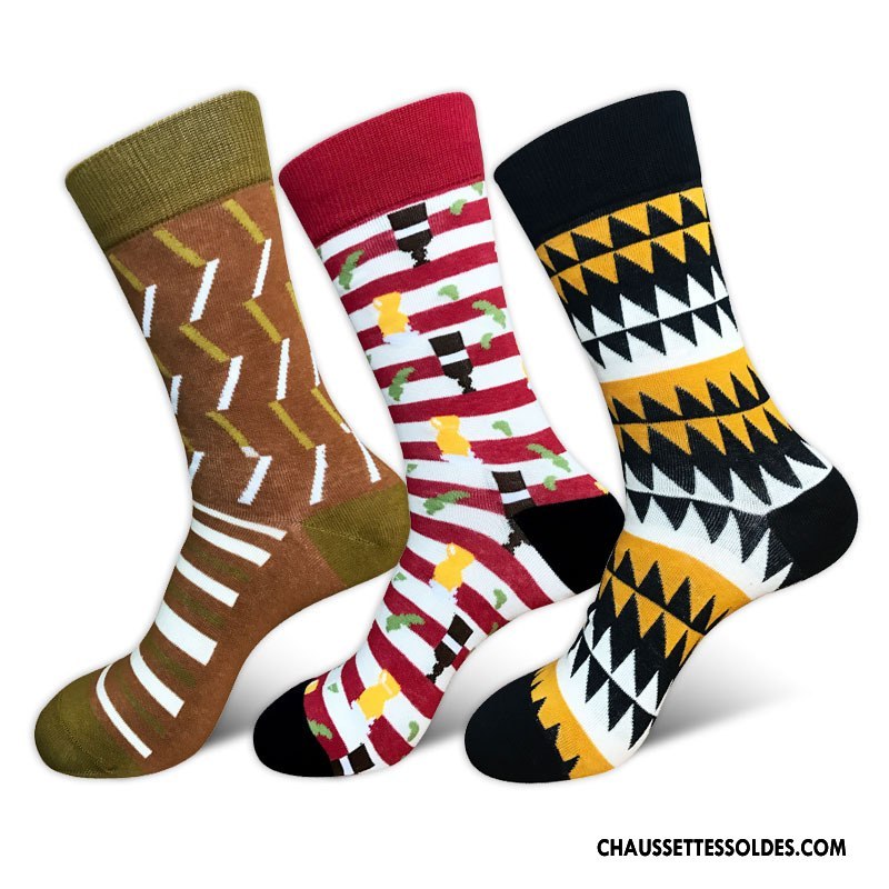 Chaussettes Mi Hautes Homme Milieu Matelassé Tendance L'automne Personnalité Créatif Marron / Brun
