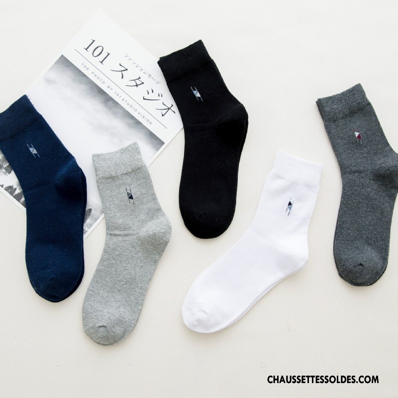 Chaussettes Mi Hautes Homme Milieu Petit Le Nouveau L'automne Hiver Coton Bio Bleu