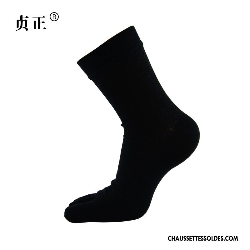 Chaussettes Mi Hautes Homme Milieu Respirant Été Absorber La Sueur Chaussettes En Coton Anti-odeur Pure Noir