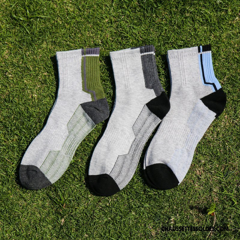 Chaussettes Mi Hautes Homme Milieu Tendance Mouvement Basket De Plein Air Matelassé Gris