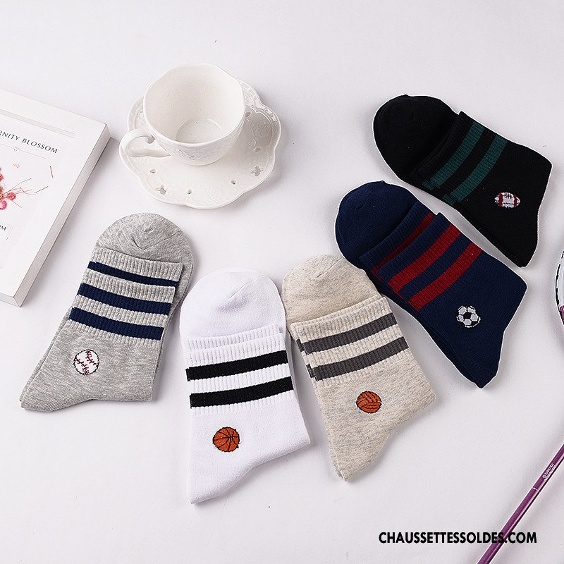 Chaussettes Mi Hautes Homme Mouvement Confortable 100% Coton Basket Matelassé Milieu Gris